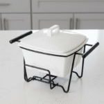Brilliant Rectangular Casserole Dish with Iron Stand And Glass Lid