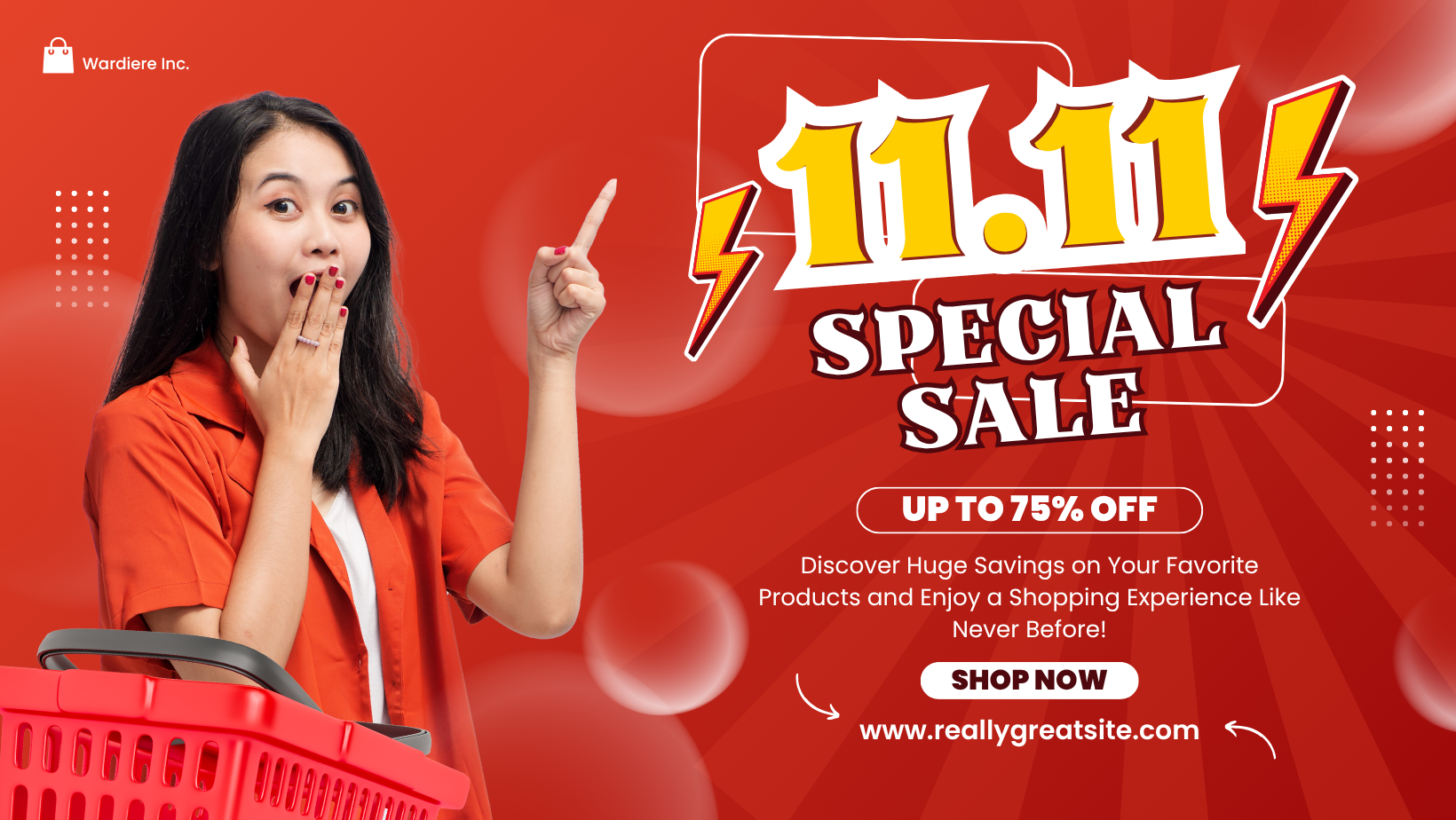 Orange and White Modern 11.11 Sale Facebook Cover