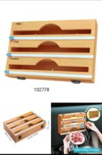 3-in-1 Wooden Wrap Cutter | Foil, Plastic & Paper Holder - Image 3