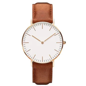 DW Leather Strap Men’s Wrist Watch – Analog Brown Leather