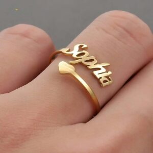Customize Gold Plated Name Ring