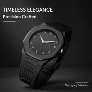 Mystic Black Aura Arabic Calligraphy Watch - Elegant & Timeless