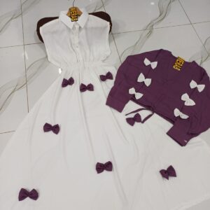 Contrast Bow Stitch On Maxi Long Flare