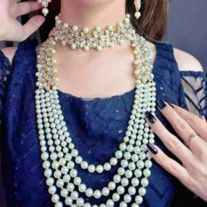 Beautiful kundan regular mala set pearl's