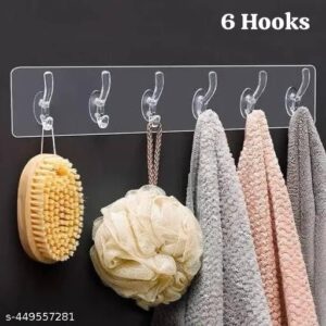 Transparent Self Adhesive 6 Hooks Strips