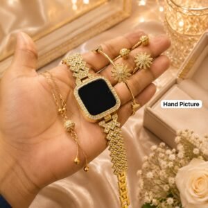 Home 19 Luxury Ladies Gift Set – LED Stone Watch, Gold Plated Jewellery & Gift Box | Perfect Gift for Her