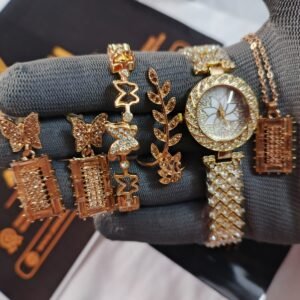 Women watches luxury Butterfly Earrings & Necklace