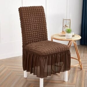 Bubble Fitted Chair Covers Pack of 6 Brown