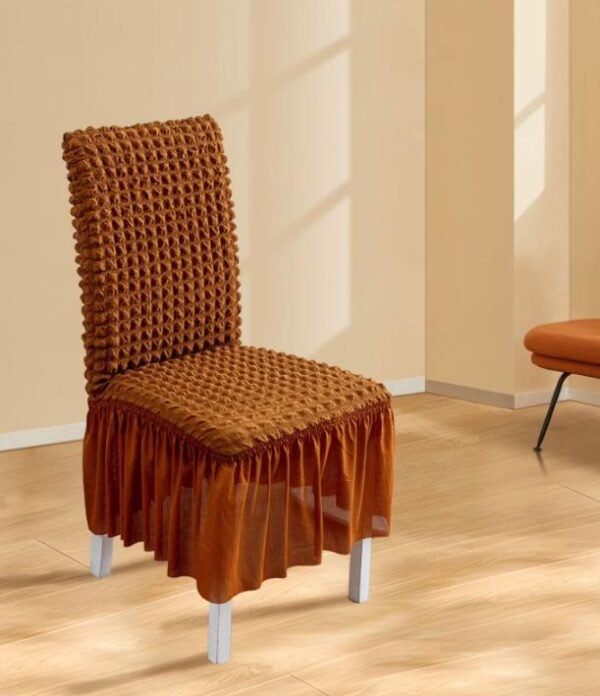 Bubble Fitted Chair Covers Pack of 6 Rust Brown