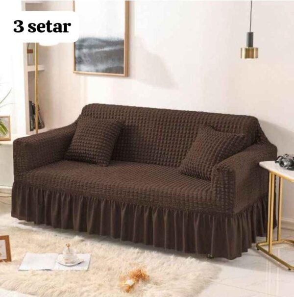 Persian Style Jersey Bubble Sofa Cover for 3 Seater Grey Blue color