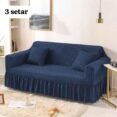 Persian Style Jersey Bubble Sofa Cover for 3 Seater Navy Blue color