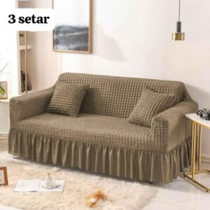 Persian Style Jersey Bubble Sofa Cover for 3 Seater Taupe color