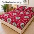 Quilted Printed Waterproof Mattress Cover Double Size - Black Mini Floral design