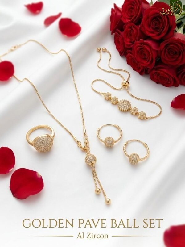 Elegant Pave Ball Zircon Premium Four-Piece Jewelry Set – Exceptional New Adjustable Design for Her
