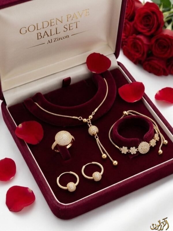 Elegant Pave Ball Zircon Premium Four-Piece Jewelry Set – Exceptional New Adjustable Design for Her