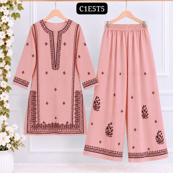 🌸 Embroidered 2-Piece Suit with Farshi Shalwar 🌸