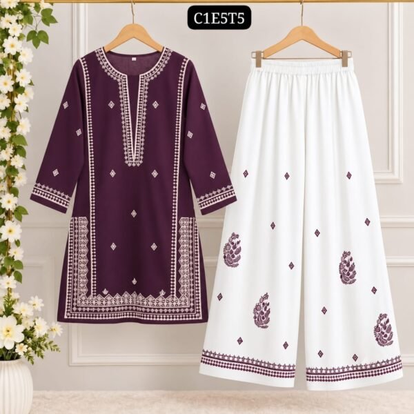 🌸 Embroidered 2-Piece Suit with Farshi Shalwar 🌸