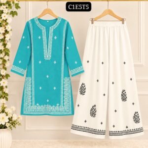 🌸 Embroidered 2-Piece Suit with Farshi Shalwar 🌸