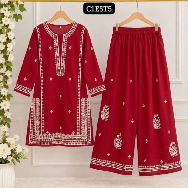 🌸 Embroidered 2-Piece Suit with Farshi Shalwar 🌸