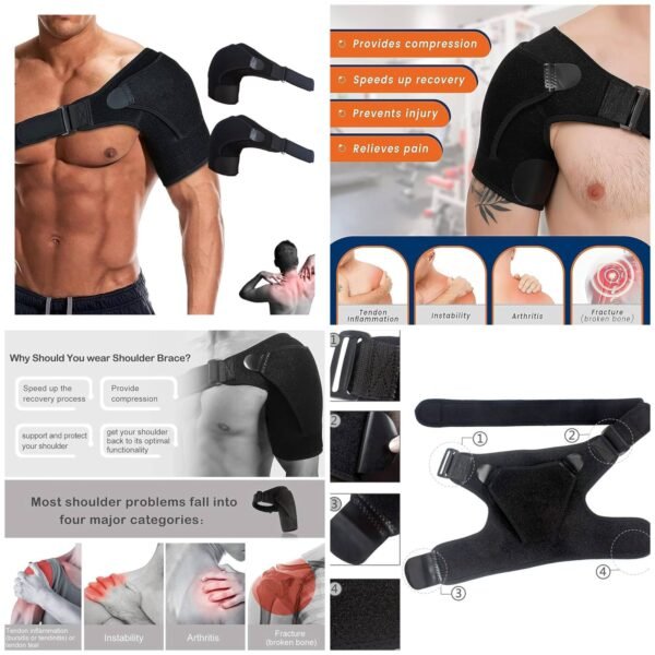 Compression shoulder support brace worn view
