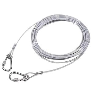 Home 19 Stainless Steel Wire Clothesline Cable - 10 Meter with Carabiner Hooks