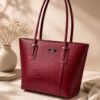 Crocodile Structured Tote Bag with Long Handles - Women Shoulder Handbag
