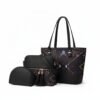 Geometric Print 3 Piece Handbag Set for Women - Tote, Shoulder Bag & Pouch