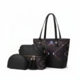Geometric Print 3 Piece Handbag Set for Women - Tote, Shoulder Bag & Pouch