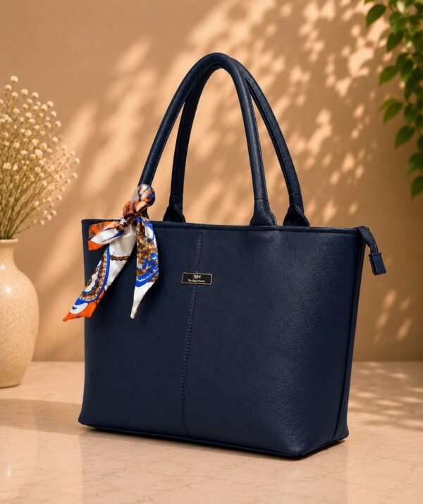 Tote Bag with Printed Scarf Ribbon - Elegant Women Handbag