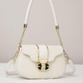Black Croc Texture Crossbody Bag with Chain Strap - Women Saddle Bag