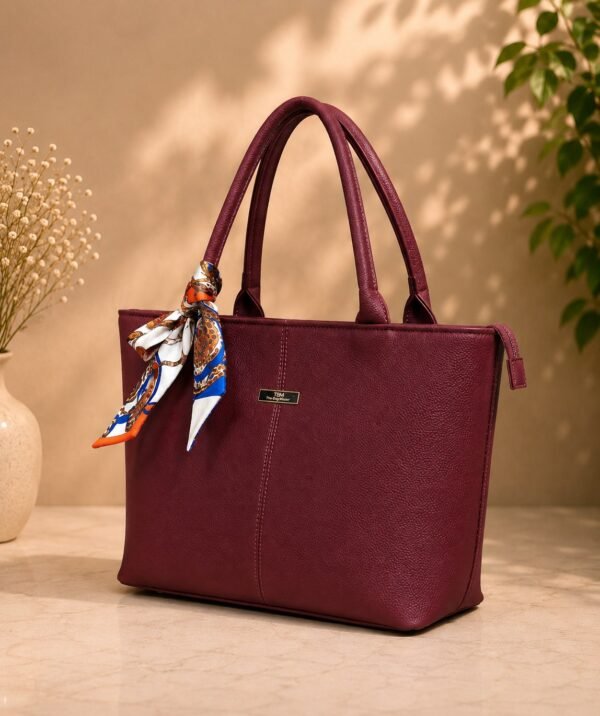 Tote Bag with Printed Scarf Ribbon - Elegant Women Handbag