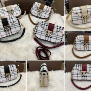 Plaid Check Crossbody Bag with Chain Strap - Women Saddle Shoulder Bag