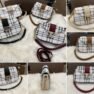 Plaid Check Crossbody Bag with Chain Strap - Women Saddle Shoulder Bag