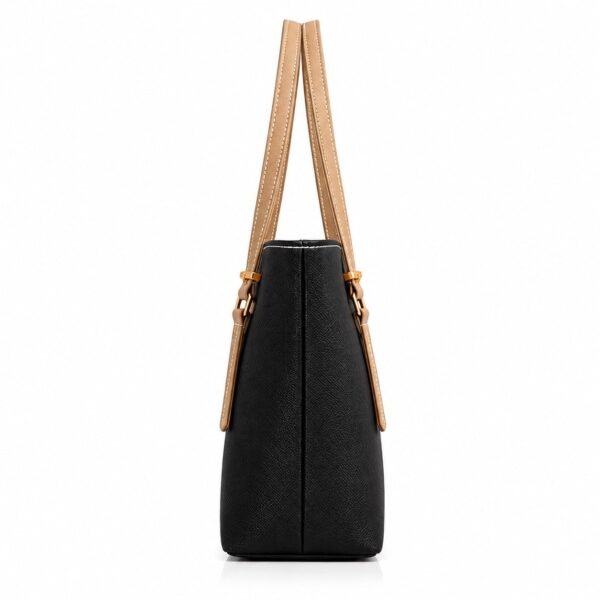 Black & Beige Two-Tone Tote with Pouch - Women's 2 Piece Bag Set