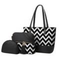 Geometric Print 3 Piece Handbag Set for Women - Tote, Shoulder Bag & Pouch