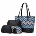 Geometric Print 3 Piece Handbag Set for Women - Tote, Shoulder Bag & Pouch