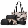 Geometric Print 3 Piece Handbag Set for Women - Tote, Shoulder Bag & Pouch