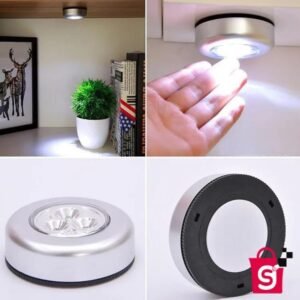 1 Pcs Small Cordless 3 Light Push Touch Wall Light Small Light Battery Powered Cordless Stick Tap Touch Lamp Stick-on Pu