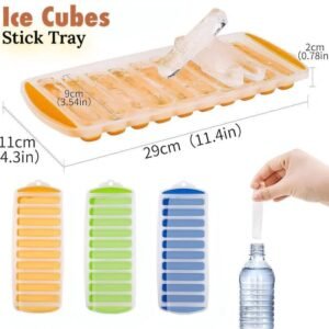 Ice Cube Stick Tray with Lid - 10 Slot Slim Ice Sticks for Water Bottles