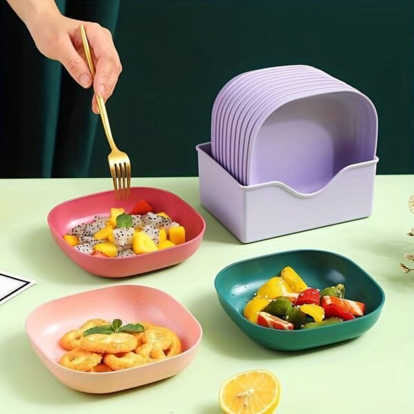 10Pcs Reusable Snack Plate Set - Durable Design