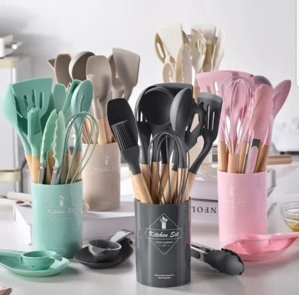 12pcs Silicon Kitchen Utensils Set (Random Color only) - for Home Use