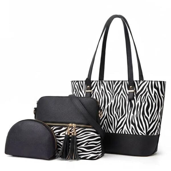 Geometric Print 3 Piece Handbag Set for Women - Tote, Shoulder Bag & Pouch