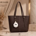 Classic Tote Bag with Fur Keychain - Women Shoulder Handbag