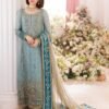 Luxury Embroidered Chiffon 3-Piece Unstitched Suit for Women - Sky Blue - view 1
