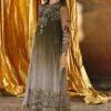 Luxury Embroidered Chiffon 3-Piece Unstitched Suit for Women - Olive Grey - view 1