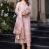 Embroidered Chiffon 3-Piece Suit with Chiffon Dupatta for Women - Dusty Pink - view 1