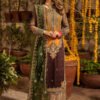 Embroidered Chiffon Festive 3-Piece Suit for Women - Mustard and Green - view 1