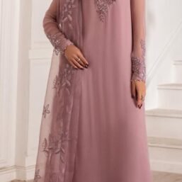 Embroidered Chiffon 3-Piece Unstitched Suit for Women - Rose Pink - view 1