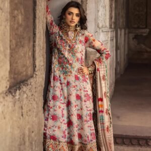 Floral Printed Embroidered Chiffon 3-Piece Unstitched Suit for Women - Multicolor - view 1