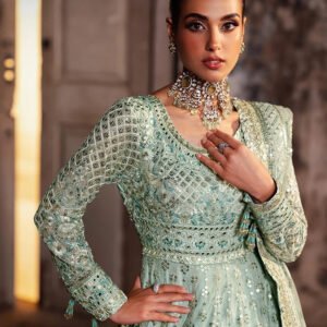 Fancy Net Maxi Dress Fabric Set for Women - Festive Edition - view 2